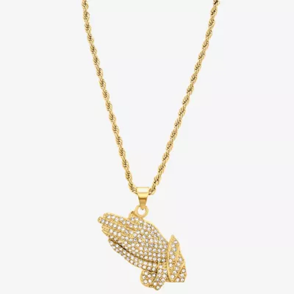 Mens Genuine Zirconia Stainless Steel 26 Inch Pendant Necklace