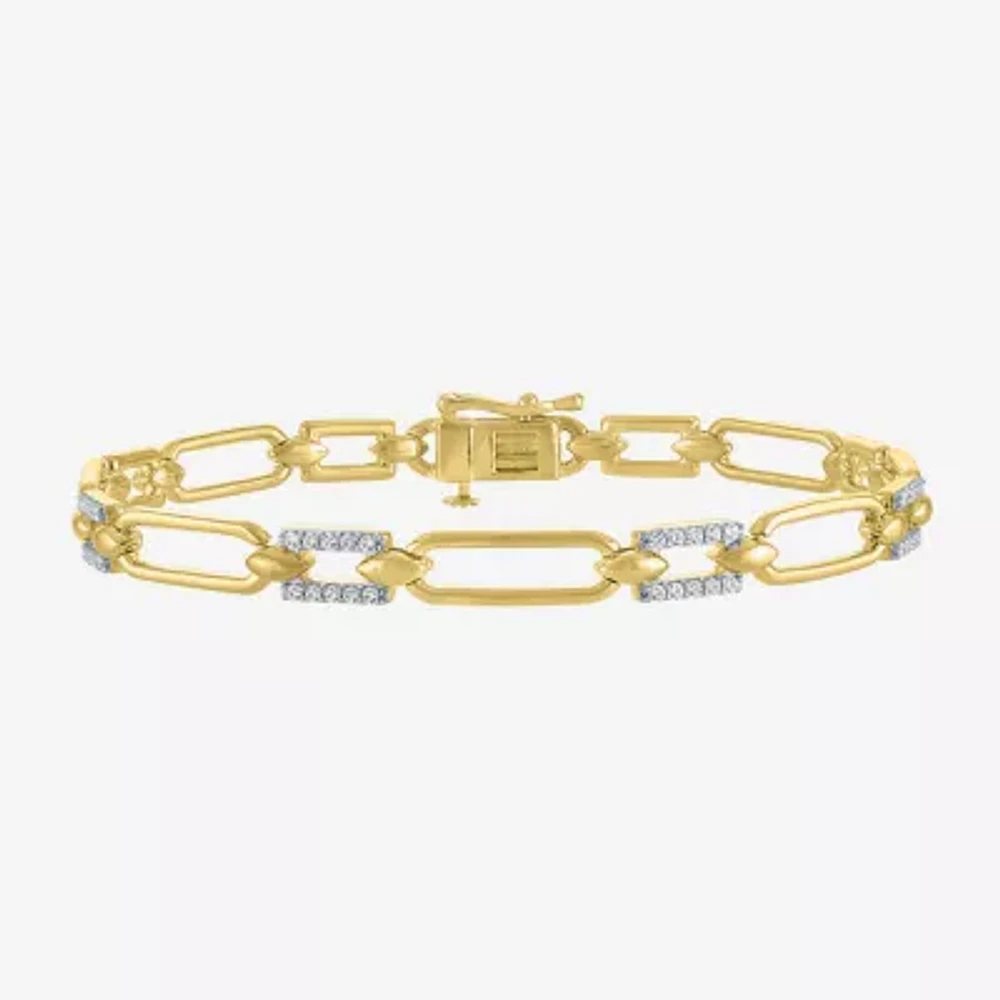 Diamond Addiction (G-H / I1-I2) Womens 14K Gold Over Silver 7.5 Inch Link Bracelet