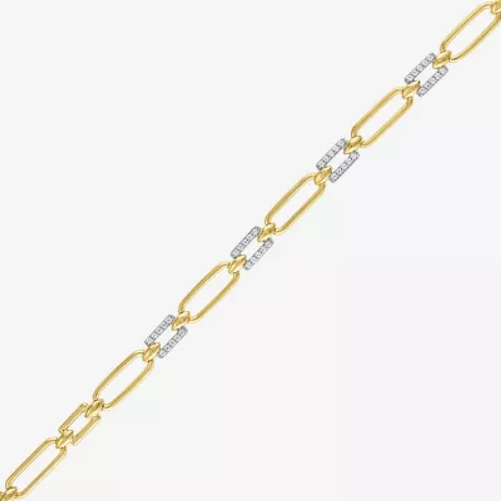 Diamond Addiction (G-H / I1-I2) Womens 14K Gold Over Silver 7.5 Inch Link Bracelet