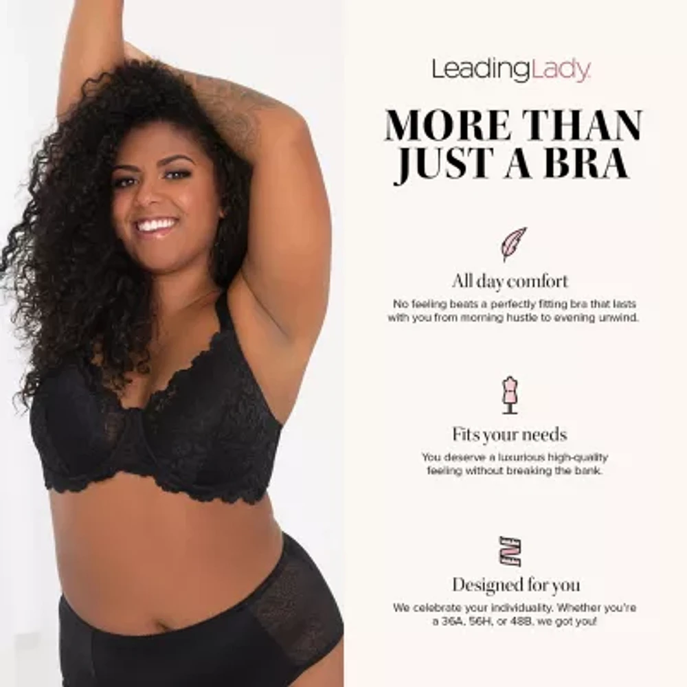 Leading Lady® Scalloped Lace Underwire Full Figure Bra- 5044
