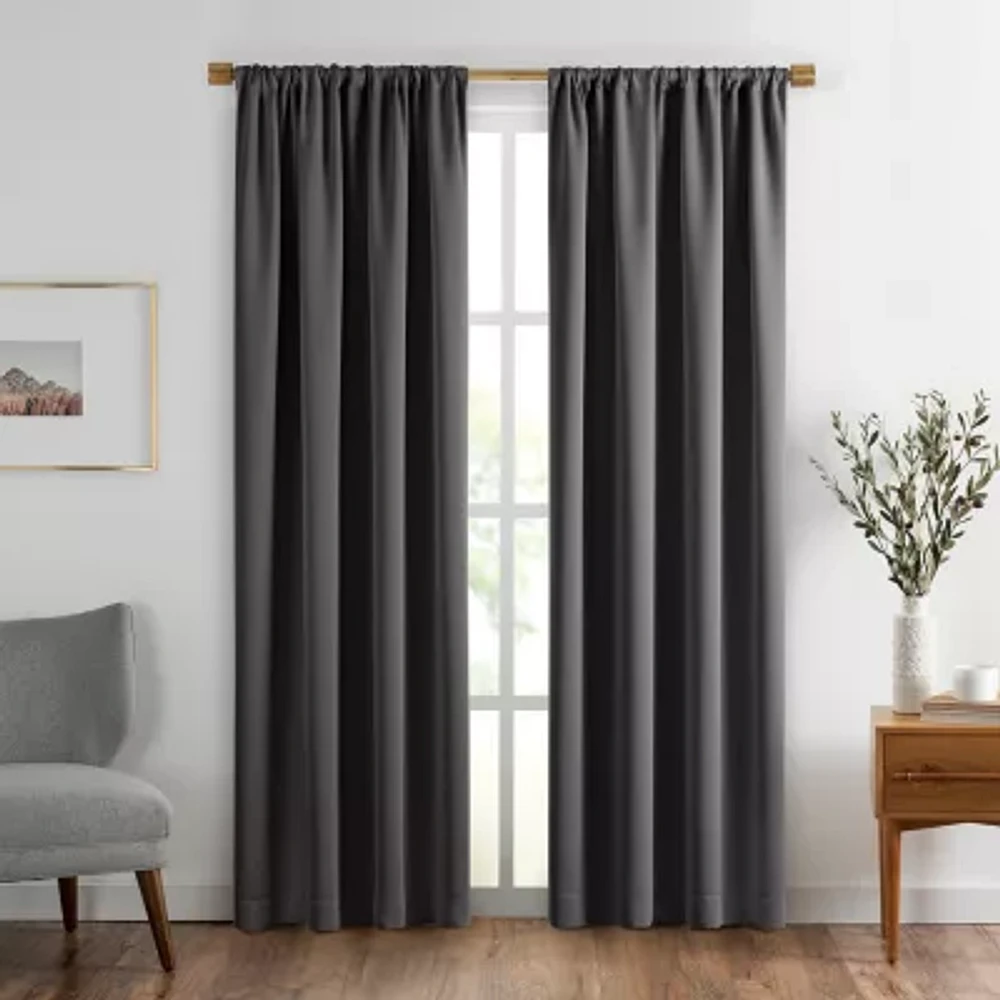 Elrene Home Fashions Vanderbilt Rod Pocket Energy Saving Blackout Single Curtain Panel