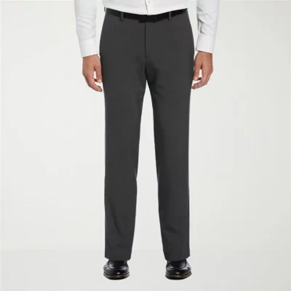 Savane Comfort Waist Mens Straight Slim Fit Flat Front Pant