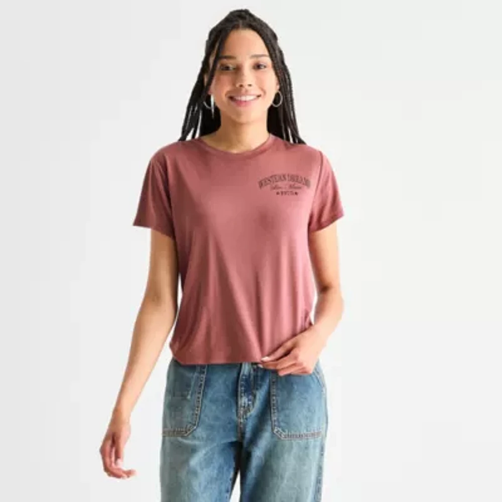 Arizona Womens Crew Neck Short Sleeve Juniors T-Shirt