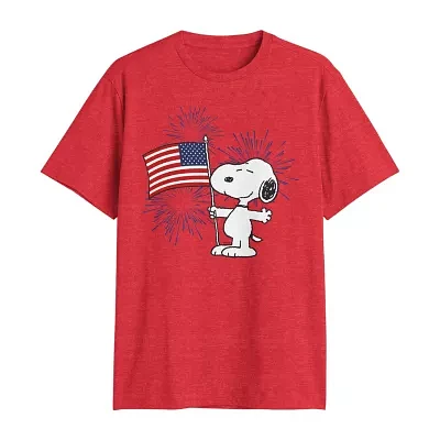 Mens Short Sleeve Snoopy Americana Graphic T-Shirt