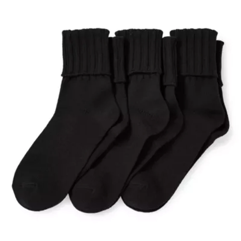Mixit Essentials Thick Rib Womens 3 Pair Turncuff Socks