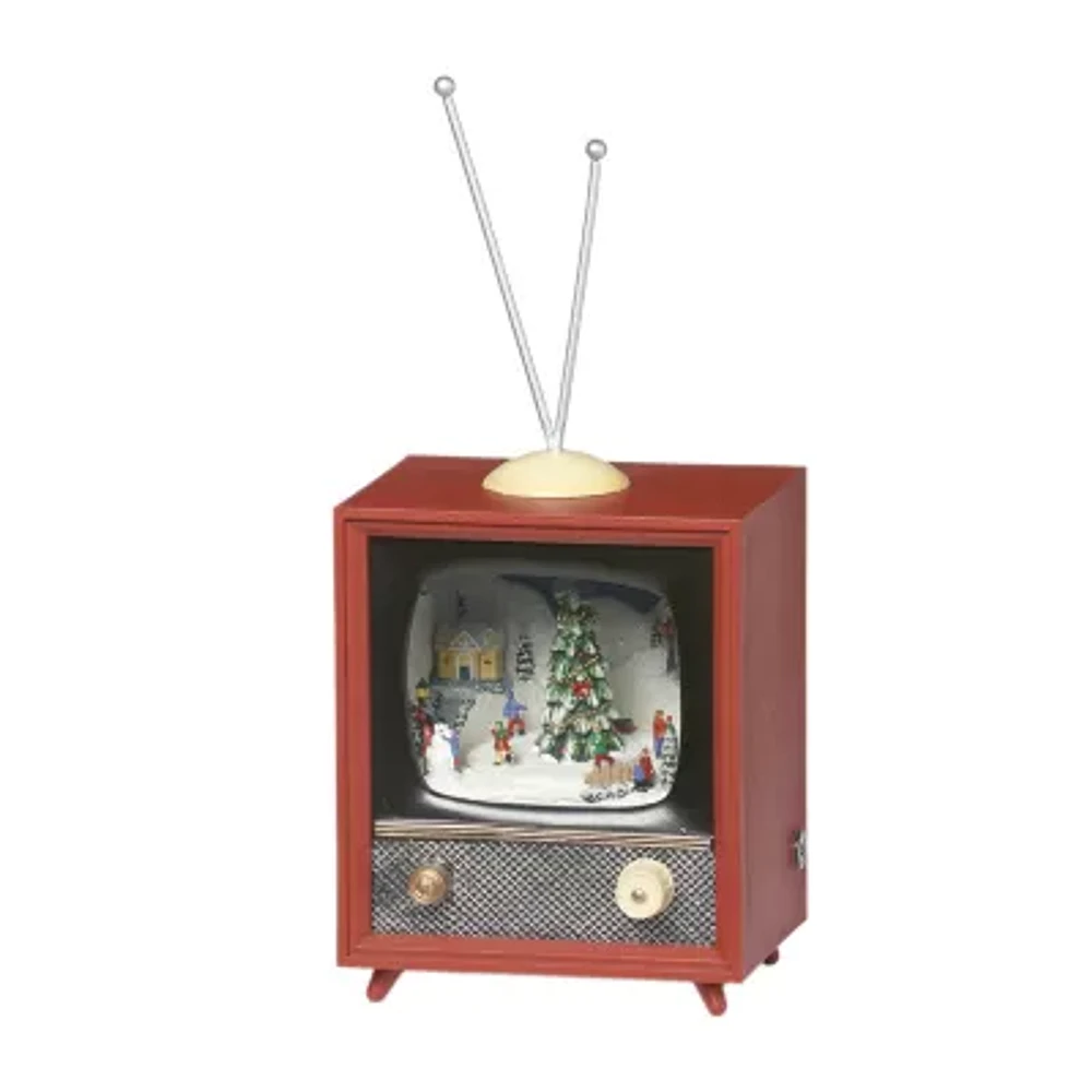 Roman 5.75in Musical Led Skaters Tv Christmas Snow Globe