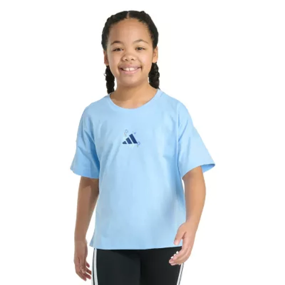 adidas Big Kid Girls Crew Neck Short Sleeve Loose Fit Graphic T-Shirt