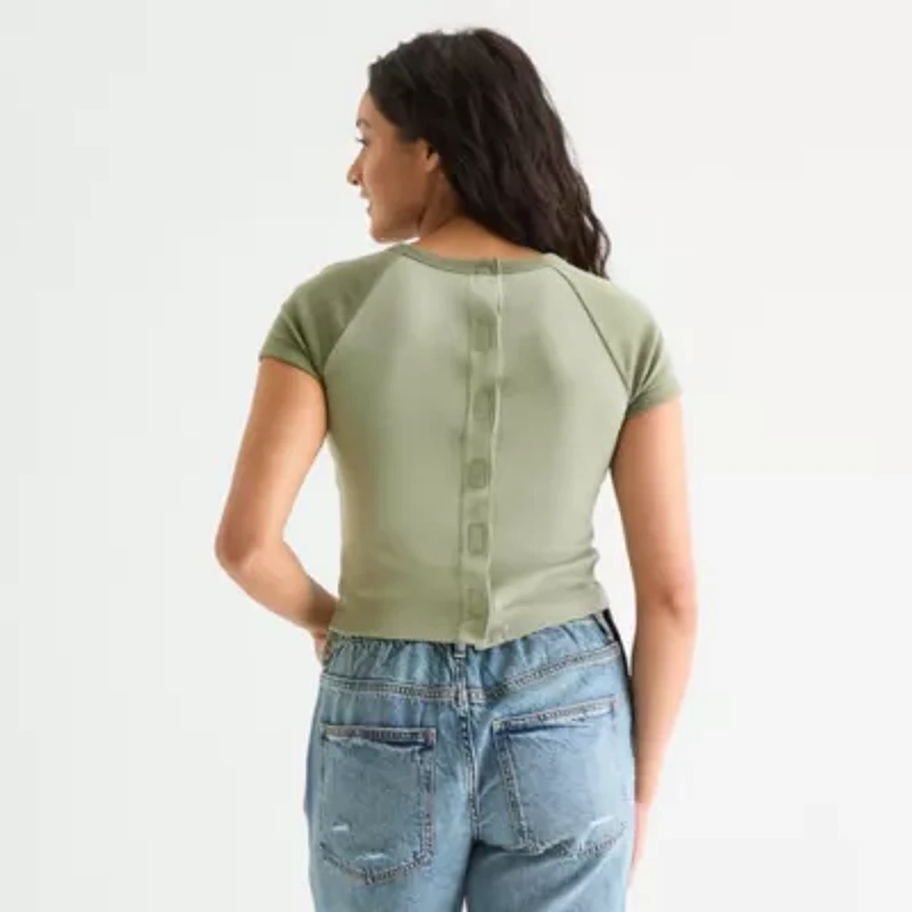 Arizona Adaptive Womens Easy-on + Easy-off Crew Neck Short Sleeve Juniors Graphic T-Shirt