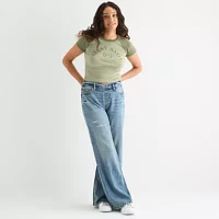 Arizona Adaptive Womens Easy-on + Easy-off Crew Neck Short Sleeve Juniors Graphic T-Shirt