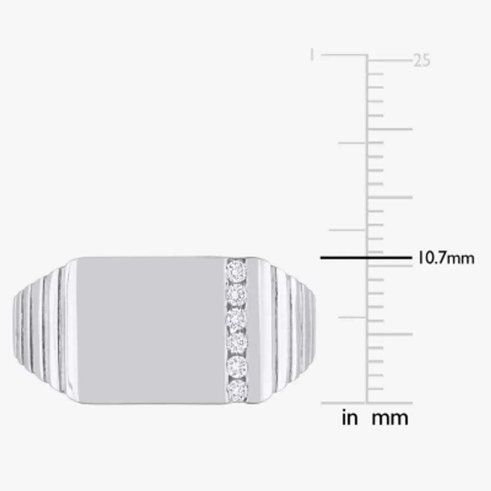 Mens 1/ CT. T.W. Natural White Diamond Sterling Silver Fashion Ring