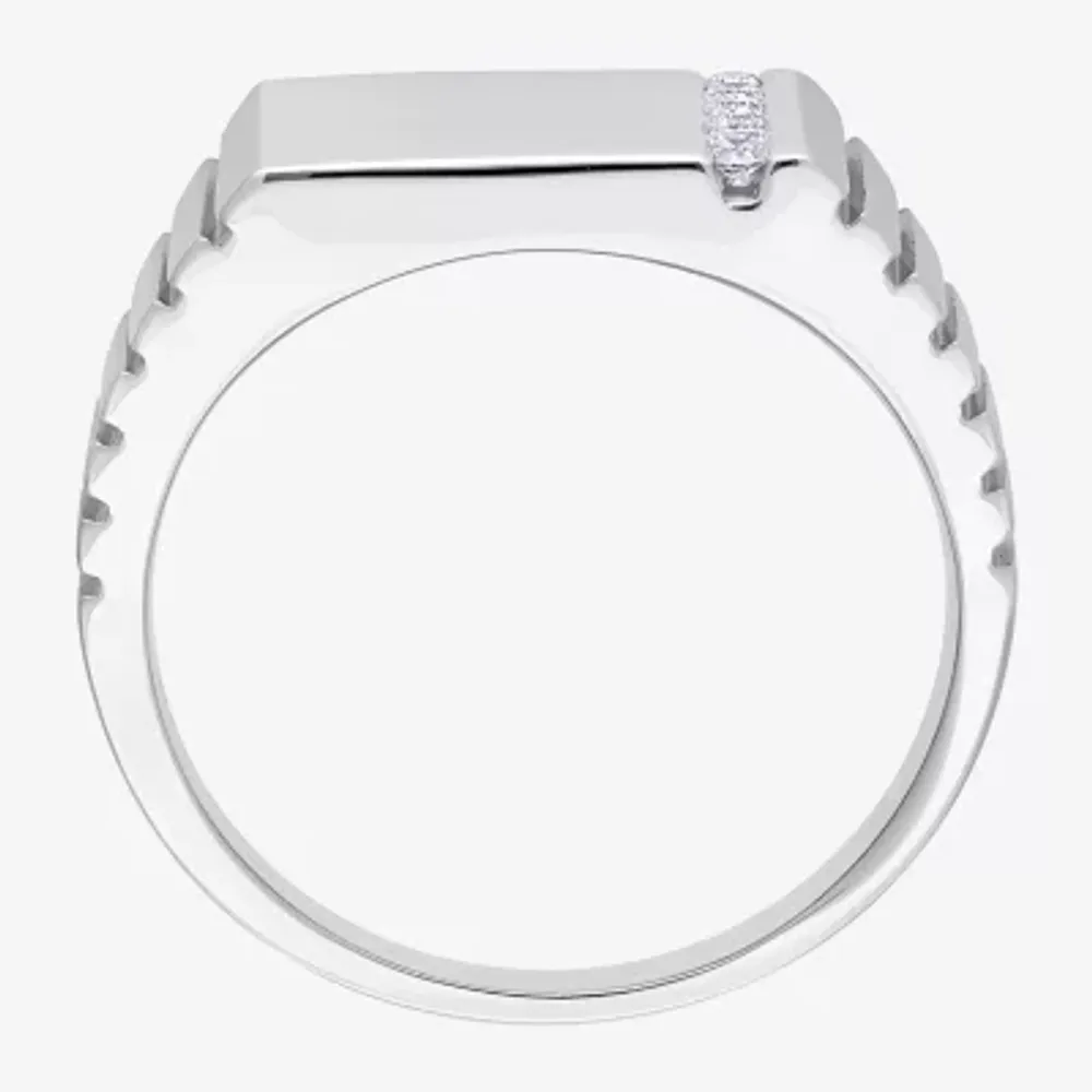 Mens 1/ CT. T.W. Natural White Diamond Sterling Silver Fashion Ring