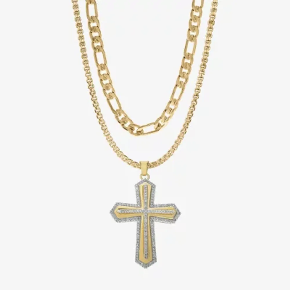 Mens Cubic Zirconia Stainless Steel Cross 2-pc. Jewelry Set