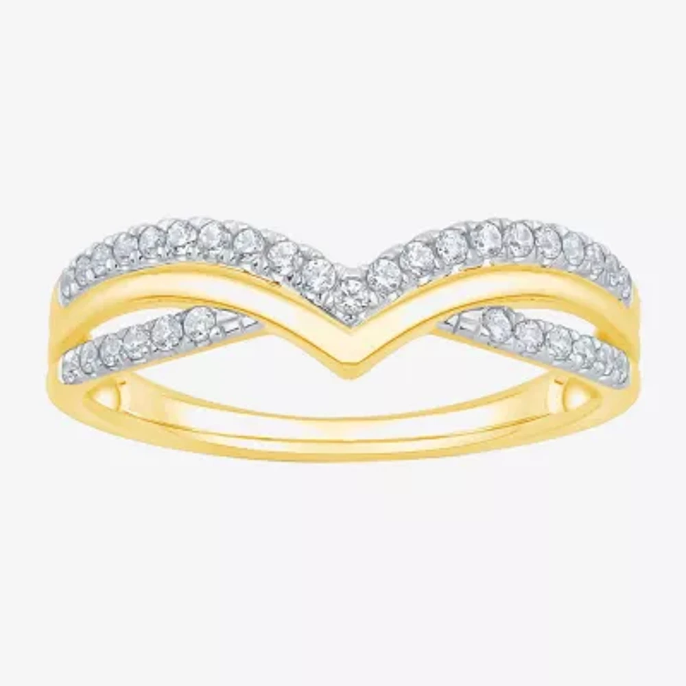 Womens 1/4 CT. T.W. Natural White Diamond 10K Gold Chevron Wedding Band