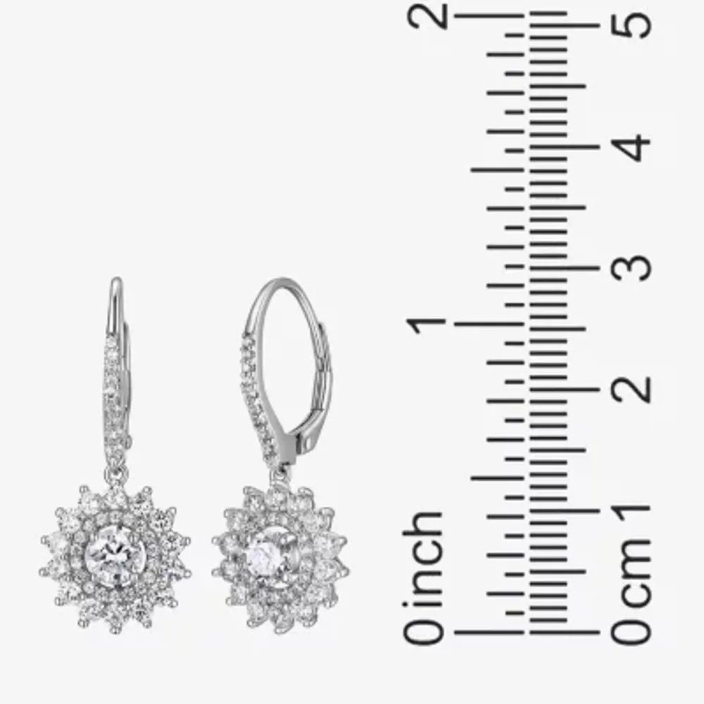 Womens 3 1/4 CT. T.W. Cubic Zirconia Sterling Silver Flower Drop Earrings