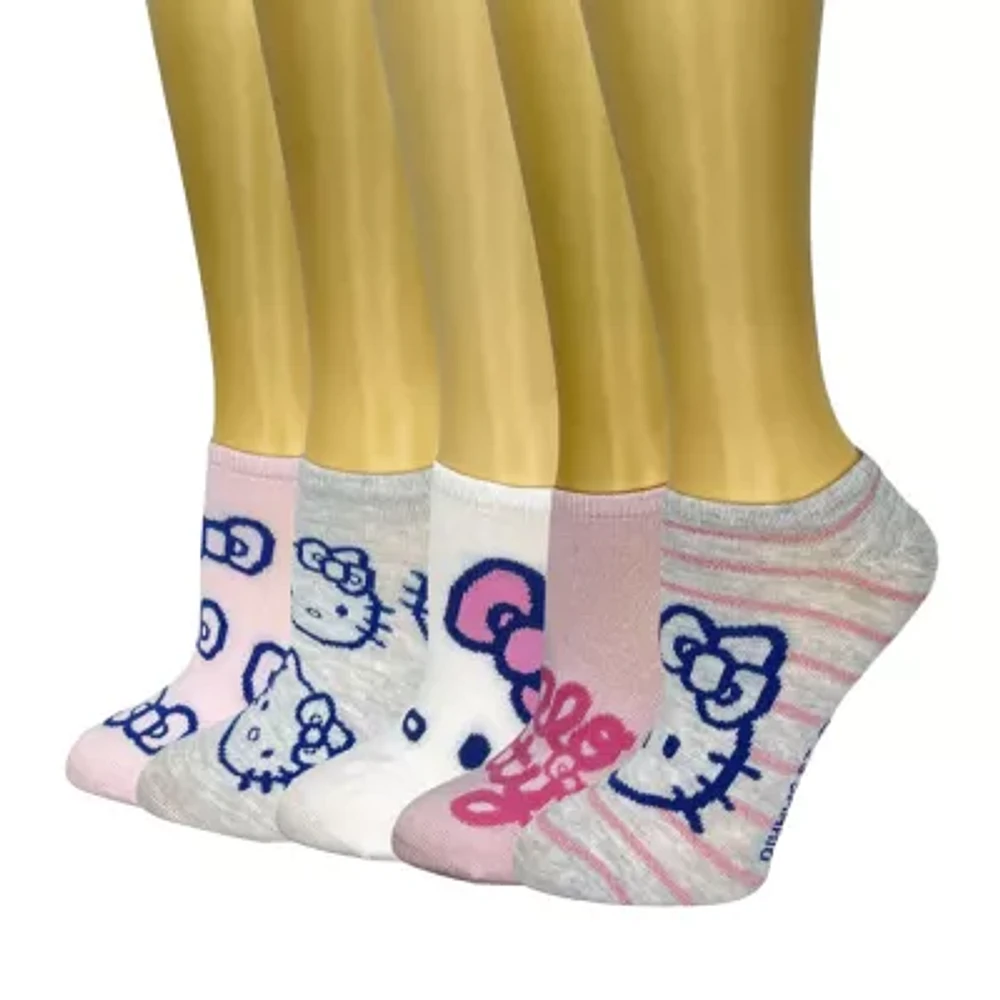 Womens Multi-Pack 5 Pair Hello Kitty Low Cut Socks