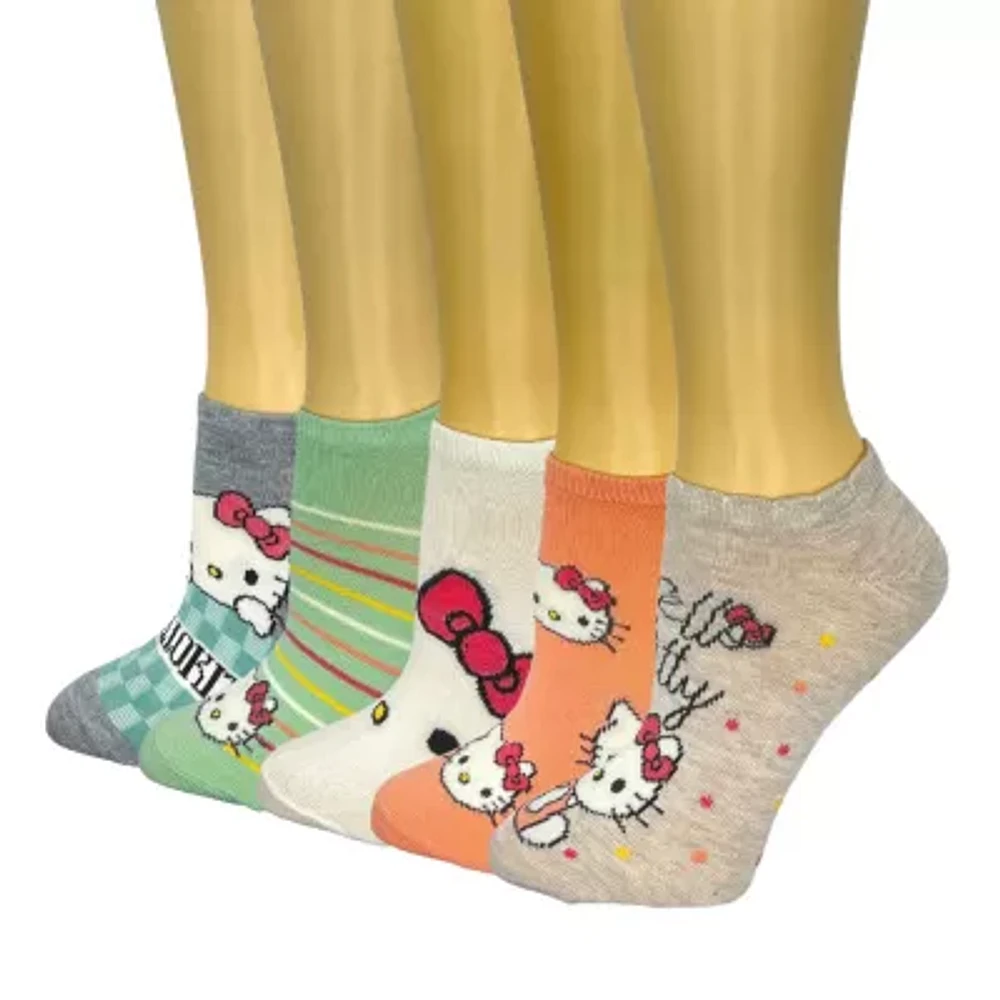 Womens Multi-Pack 5 Pair Hello Kitty Low Cut Socks