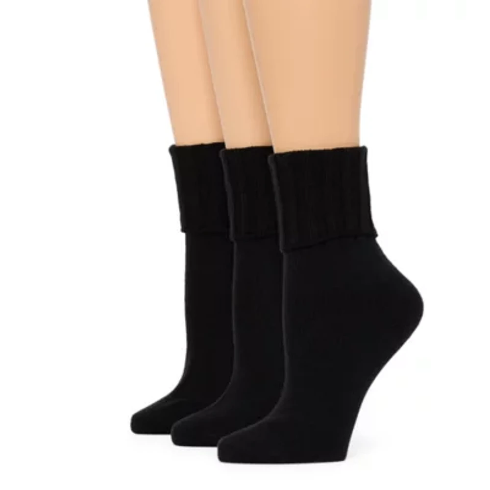 Mixit Essentials Thick Rib Womens 3 Pair Turncuff Socks