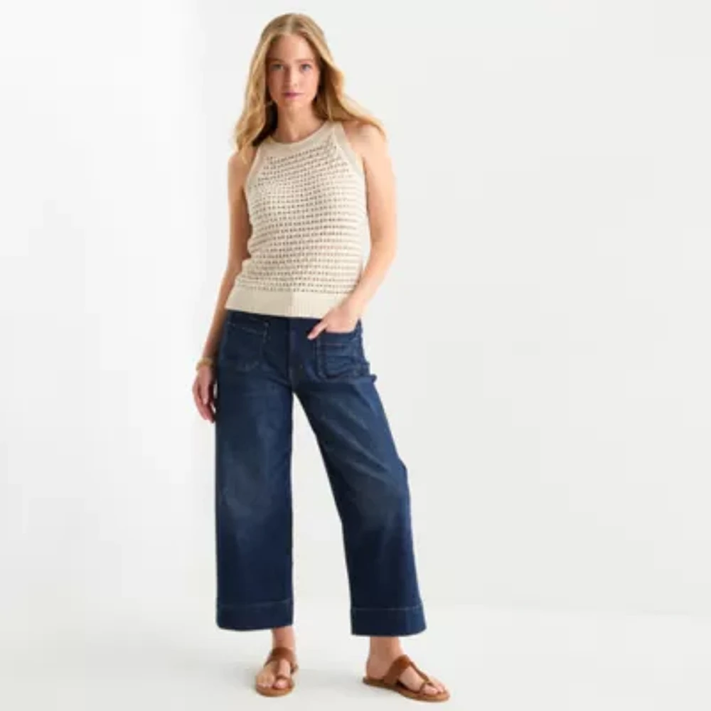 a.n.a Crochet Womens Crew Neck Sleeveless Pullover Sweater