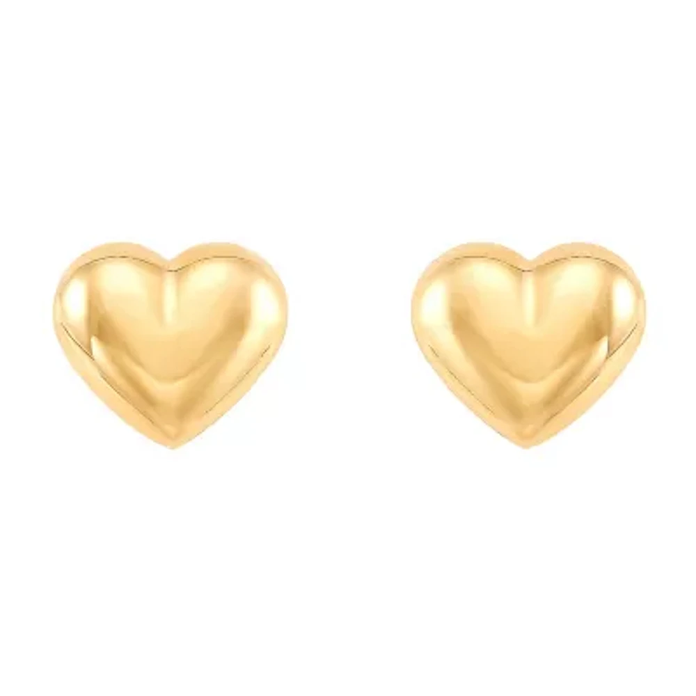 10K Gold 5.6mm Heart Stud Earrings
