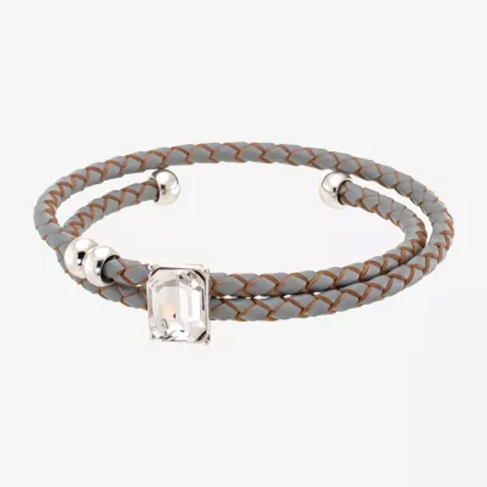 Sparkle Allure Coil Womens Blue Crystal Pure Silver Over Brass Wrap Bracelet