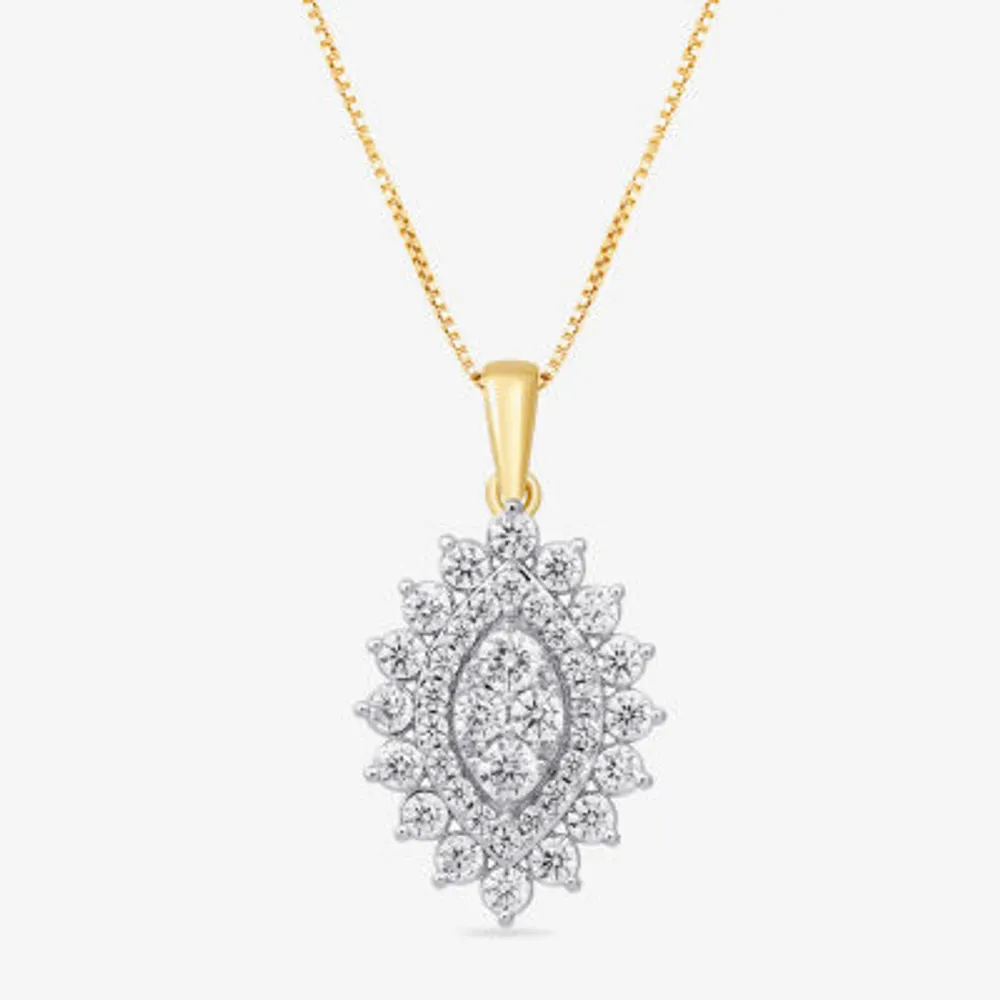 Diamond Blossom Womens 1 CT. T.W. Lab Grown White Diamond 10K Gold 18 Inch Pendant Necklace