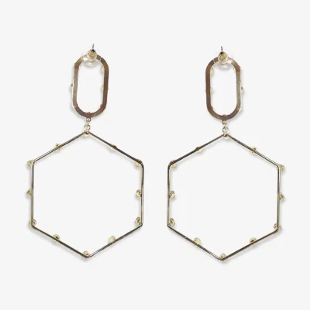 Bijoux Bar Gold Tone Hexagon Womens Drop Earrings