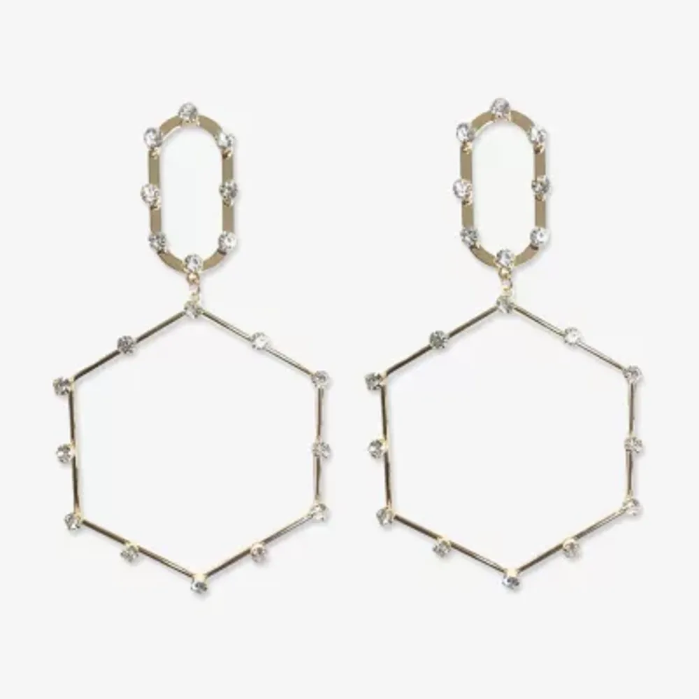 Bijoux Bar Gold Tone Hexagon Womens Drop Earrings