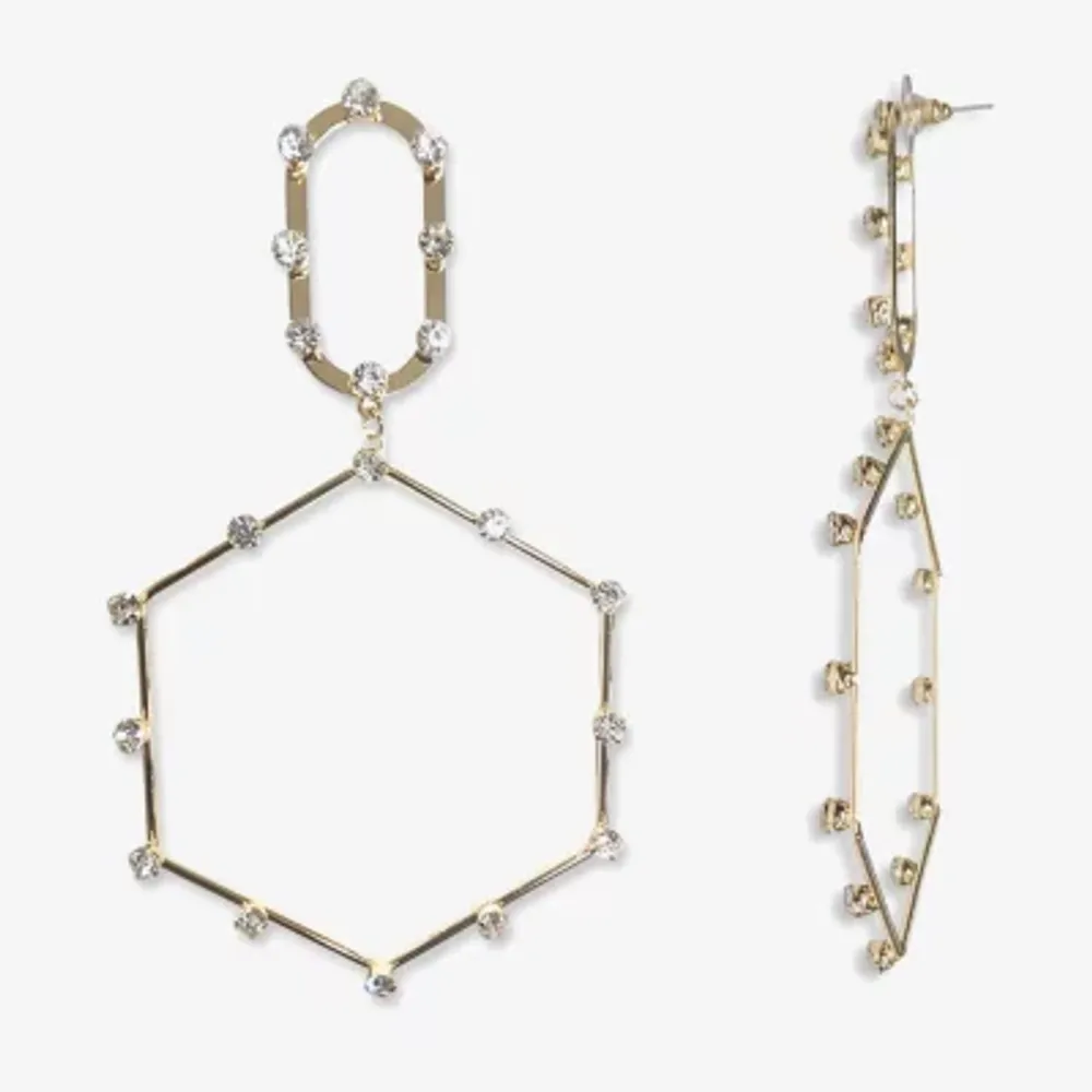 Bijoux Bar Gold Tone Hexagon Womens Drop Earrings