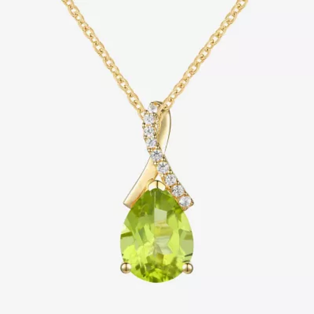 Womens Gemstone 14K Gold Over Silver Pear Pendant Necklace