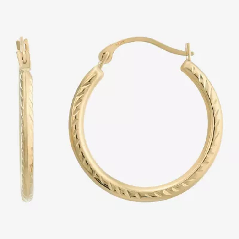 Womens 14K Gold 20mm Round Hoop Earrings