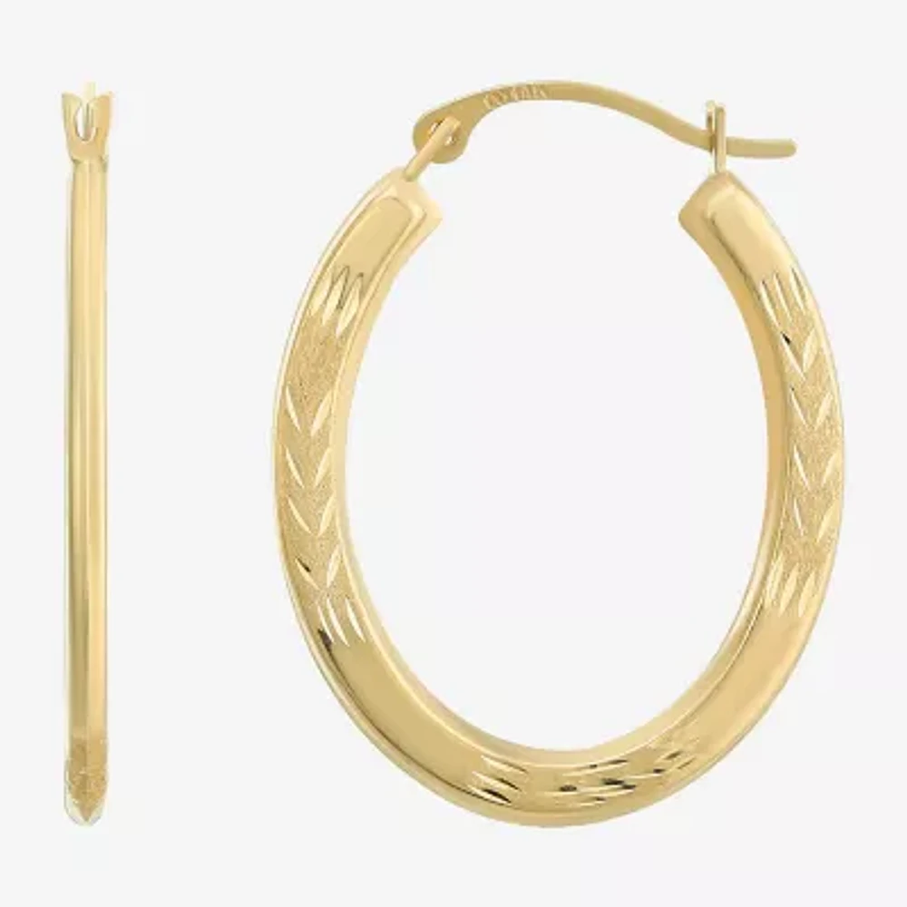 Womens 14K Gold 22mm Oval Hoop Earrings