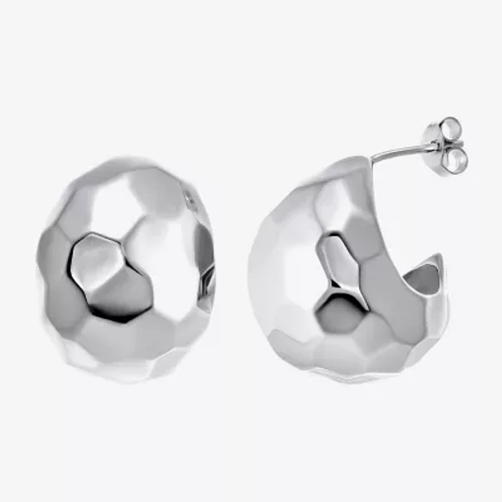 Womens Cubic Zirconia Sterling Silver 23mm Round Hoop Earrings
