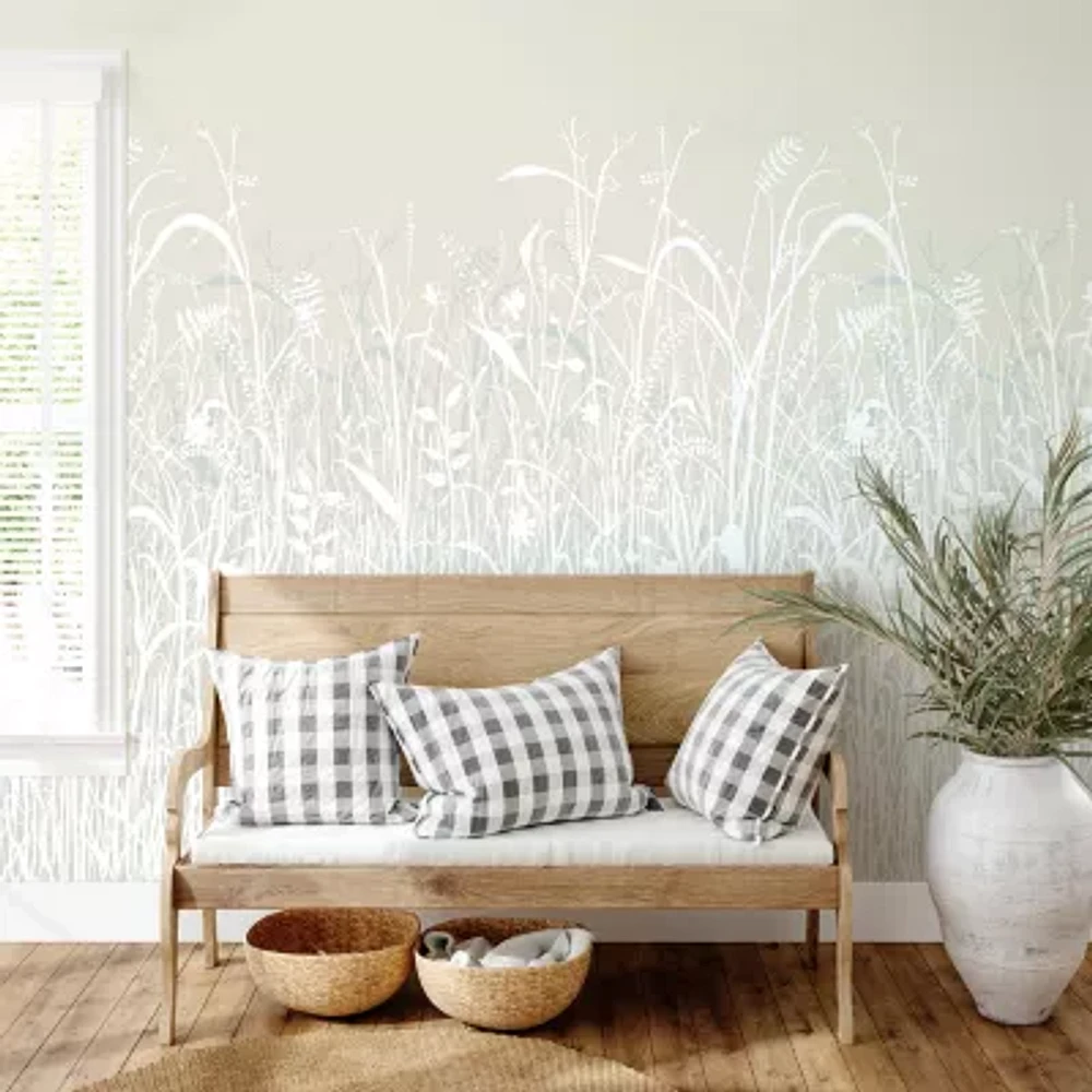 Tempaper June Grass White Mural Wallpaper