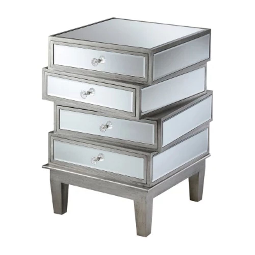 Gold Coast Living Room Collection Mirrored 4-Drawer End Table