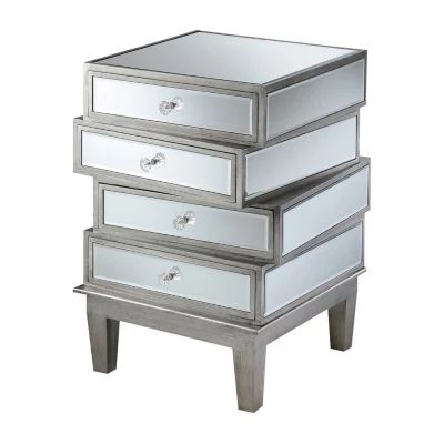 Gold Coast Living Room Collection Mirrored 4-Drawer End Table
