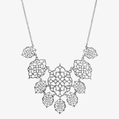 1928 Silver Tone Womens 16 Inch Statement Necklace
