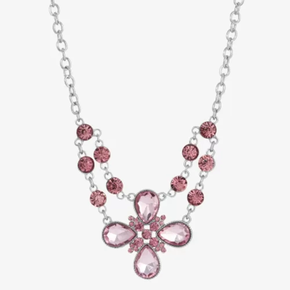 1928 Silver Tone Womens Purple 16 Inch Statement Necklace