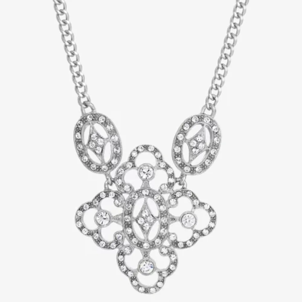 1928 Silver-Tone Womens 16 Inch Statement Necklace