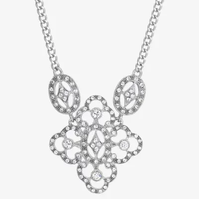 1928 Silver-Tone Womens 16 Inch Statement Necklace