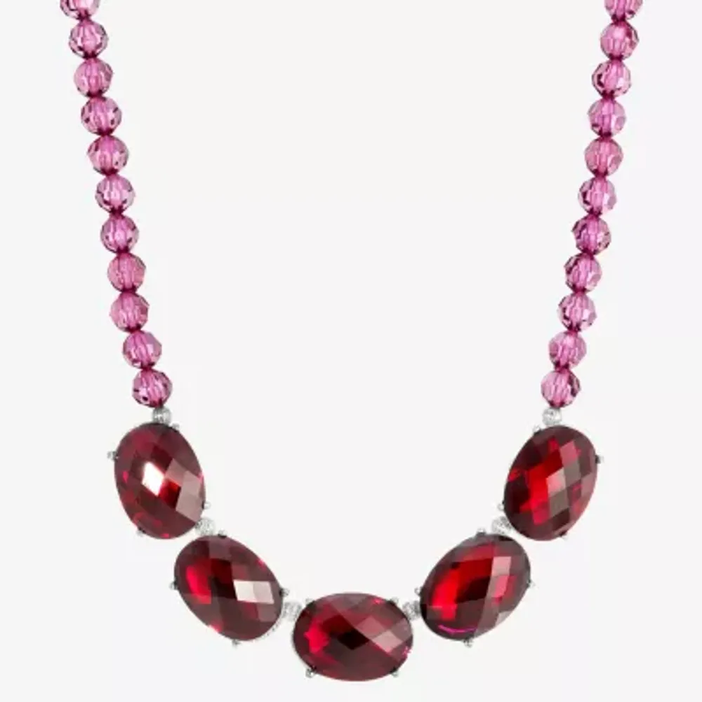 1928 Silver-Tone Womens Purple 16 Inch Beaded Necklace