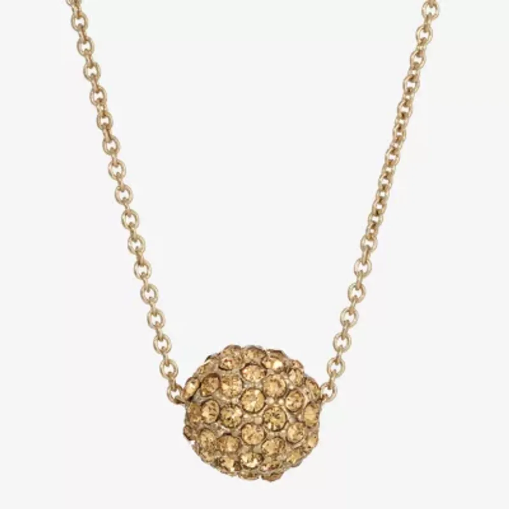 1928 Gold-Tone Womens Champagne Crystal Alloy 16 Inch Pendant Necklace
