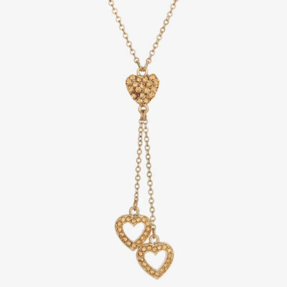 1928 Gold-Tone Bolo Womens Champagne Crystal Alloy 16 Inch Y Necklace