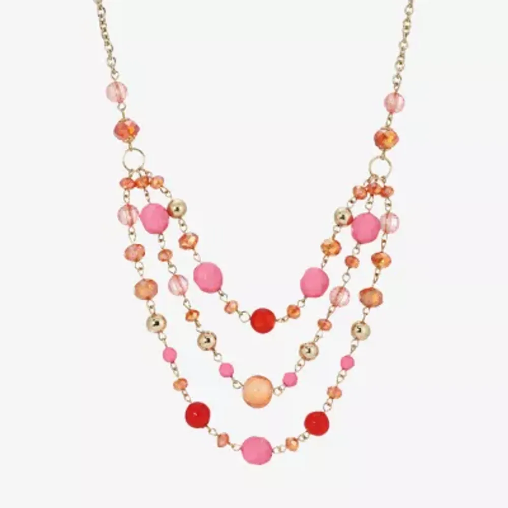 1928 Gold-Tone Womens 16 Inch Beaded Necklace