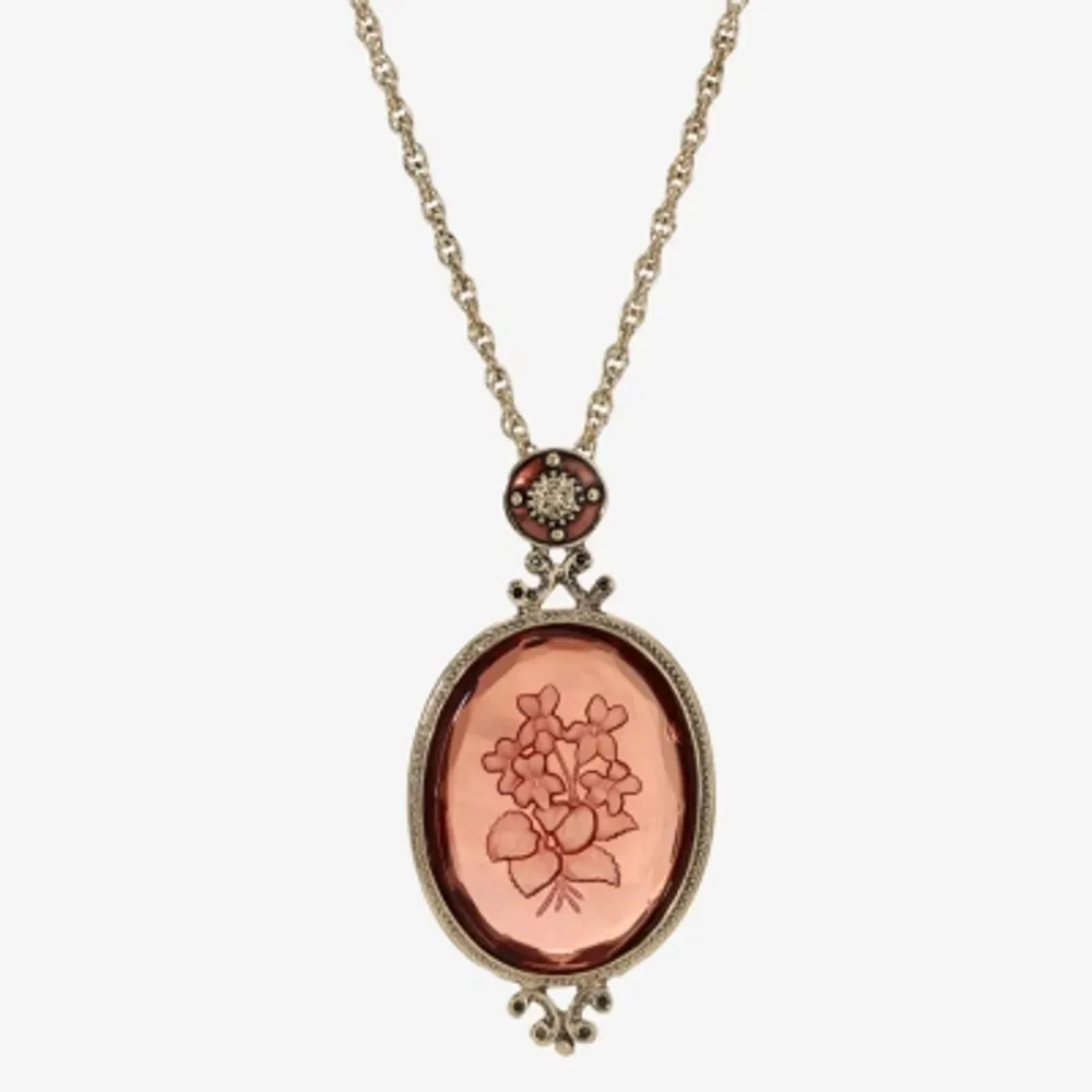 1928 Gold Tone Womens Purple Alloy Flower 18 Inch Pendant Necklace