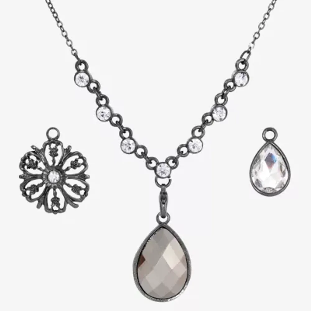 1928 Black Tone Womens Gray 4-pc. Pendant Necklace Set