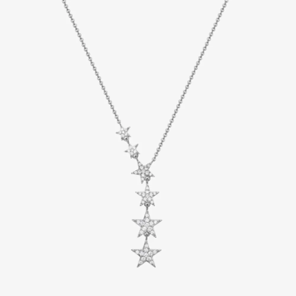 Womens Cubic Zirconia Sterling Silver 18 Inch Y Necklace