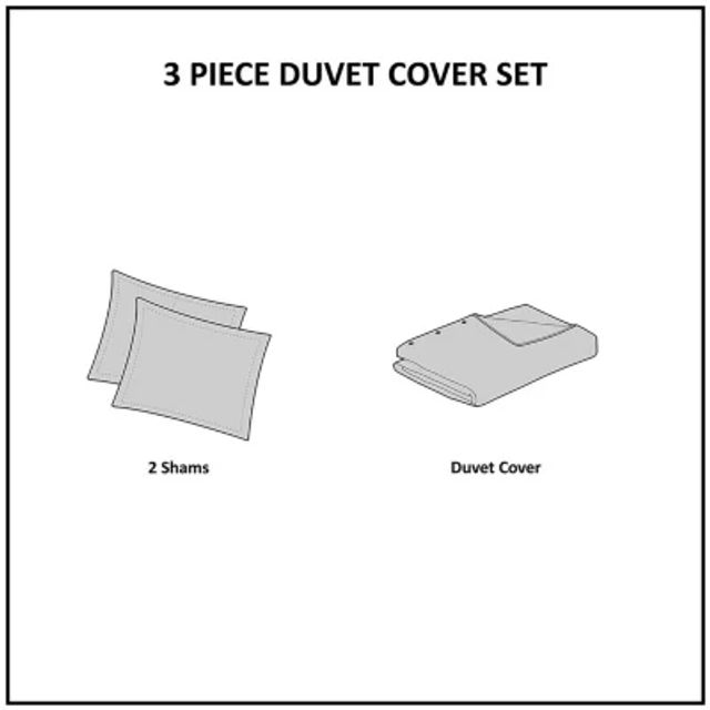 Clean Spaces Adalyn 3 Piece Cotton and Rayon from Bamboo Blend Waffle Weave Duvet Cover Set
