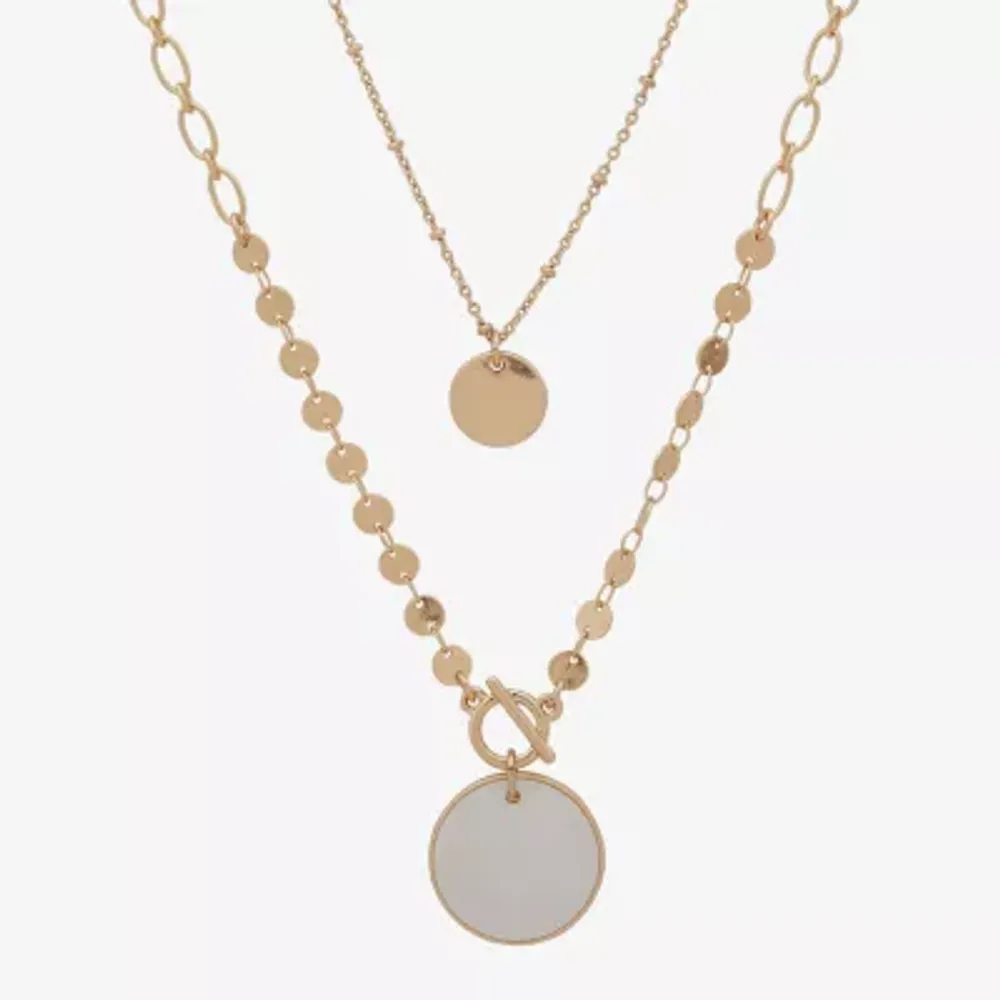 a.n.a Gold Tone Cluster Pendant Womens White 16 Inch Strand Necklace