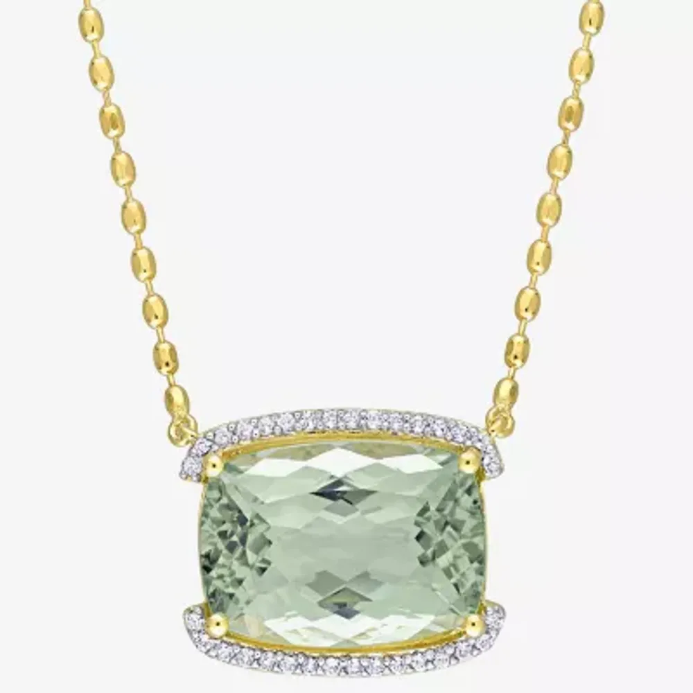 Womens Genuine Green Quartz 18K Gold Over Silver 18 Inch Pendant Necklace