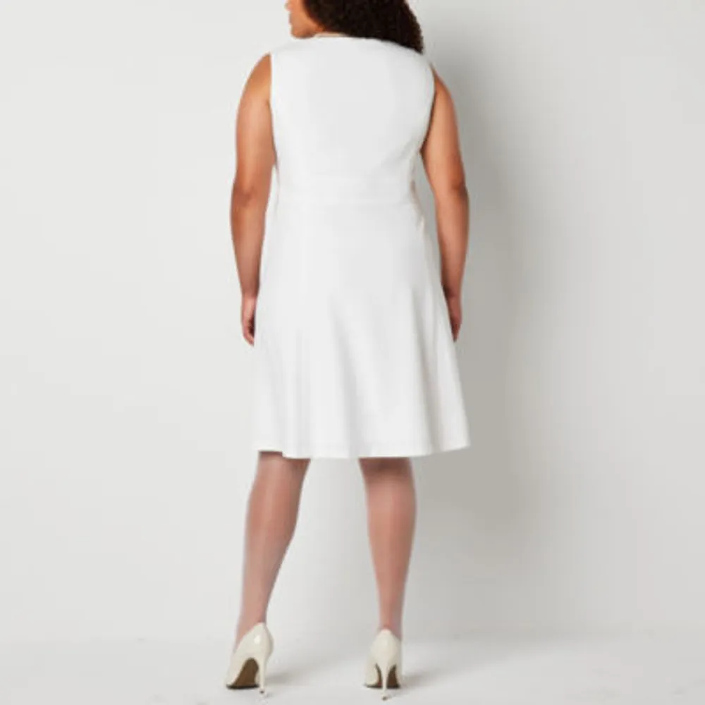 Black Label by Evan-Picone Womens Sleeveless Fit + Flare Dress Plus